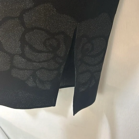 MING WANG OPEN CARDIGAN SWEATER WOMEN Sz SMALL BLACK FLORAL LONG SLEEVES - Picture 9 of 13